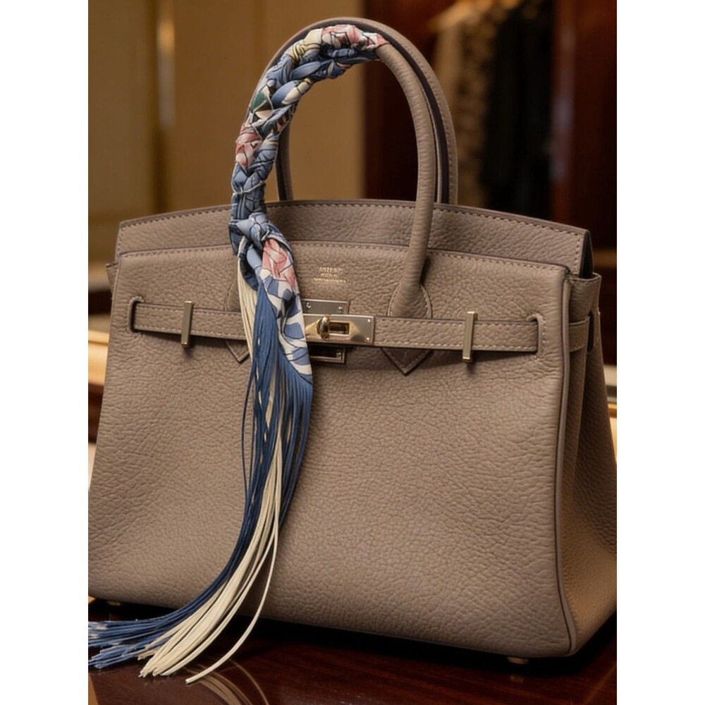 Fringe Handbag Wraps in Blue and Cream Fringe
